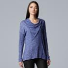 Women's Simply Vera Vera Wang Cozy Seamed Cowlneck Top, Size: Xl, Dark Blue