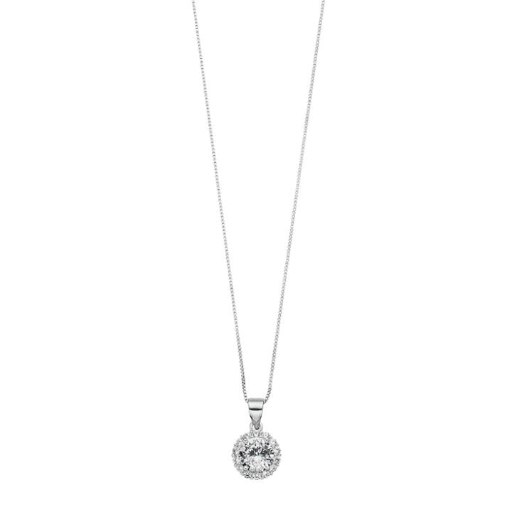 Sterling Silver Lab-created White Sapphire Halo Pendant, Women's, Size: 18