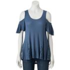 Juniors' Pink Republic Cold Shoulder Lace Swing Top, Girl's, Size: Small, Med Blue