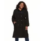 Plus Size Tower By London Fog Double-breasted Trench Coat, Women's, Size: 2xl, Black