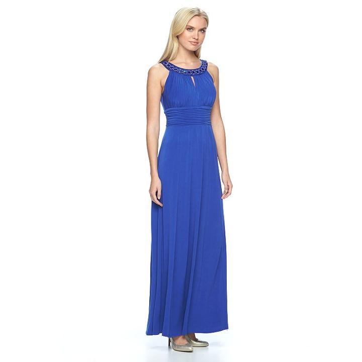 Women's Chaya Embellished Pleated Evening Gown, Size: 8, Blue