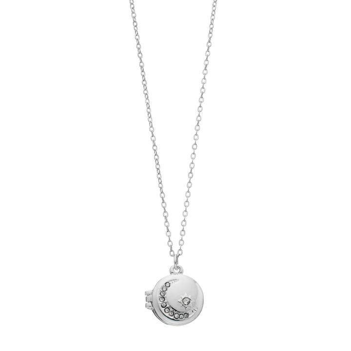 Lc Lauren Conrad Crescent Moon & Star Locket Necklace, Women's, Silver