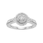 Hallmark Sterling Silver 1/3 Carat T.w. Diamond Halo Ring, Women's, Size: 8, White