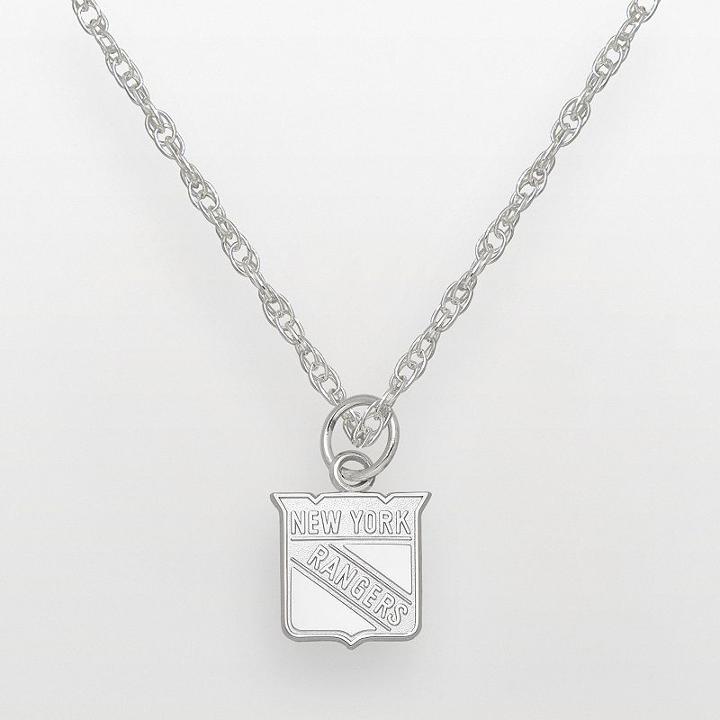 Logoart New York Rangers Sterling Silver Logo Pendant, Women's, Size: 18, Grey