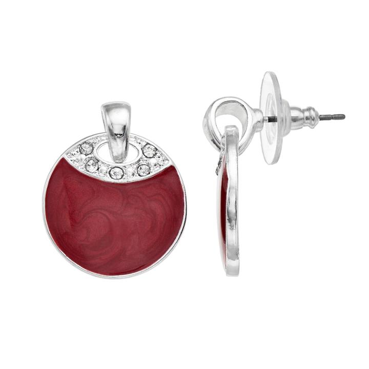 Red Nickel Free Circle Drop Earrings, Women's