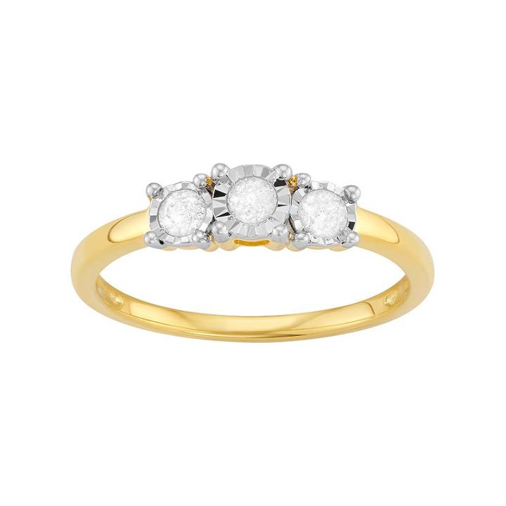 Sterling Silver 1/4 Carat T.w. Diamond 3-stone Engagement Ring, Women's, Size: 9, White
