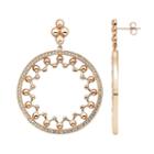 Lab-created White Sapphire 14k Rose Gold Over Silver Hoop Drop Earrings, Women's, Pink