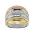 Stainless Steel Tri-tone Ring, Women's, Size: 6, Multicolor