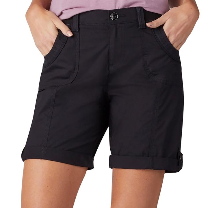Petite Lee Melody Comfort Waist Poplin Roll-cuff Bermuda Shorts, Women's, Size: 8 Petite, Black