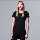 Women's Simply Vera Vera Wang Spliced Jacquard Tee, Size: Small, Black