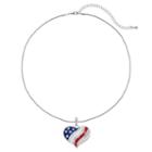American Flag Heart Pendant Necklace, Women's, Multicolor