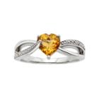 Citrine And Diamond Accent Sterling Silver Heart Bypass Ring, Women's, Size: 6, Orange
