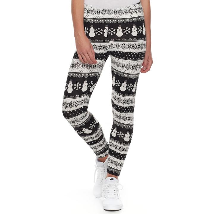 Juniors' So&reg; Holiday Leggings, Teens, Size: Medium, Med Grey