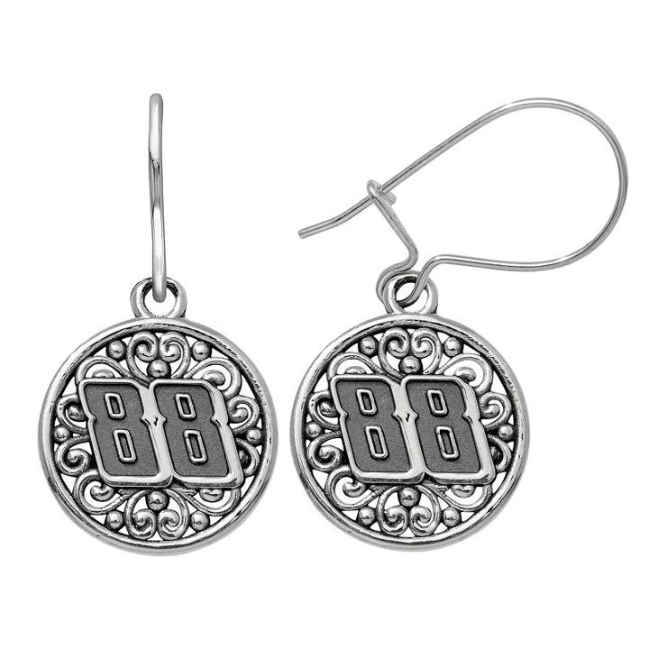 Insignia Collection Nascar Dale Earnhardt Jr. Stainless Steel 88 Drop Earrings, Women's, Grey