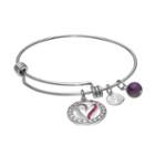 Love This Life Amethyst & Crystal Daughters Heart Charm Bangle Bracelet, Women's, Purple