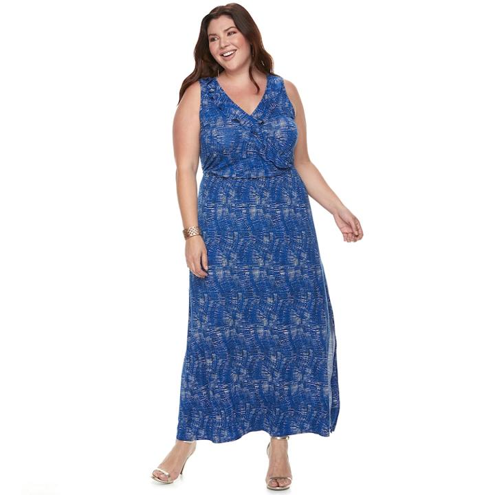 Plus Size Apt. 9&reg; Ruffle Maxi Dress, Women's, Size: 0x, Blue
