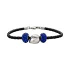 Insignia Collection Nascar Kasey Kahne Leather Bracelet And Sterling Silver Helmet Bead Set, Women's, Size: 7.5, Blue
