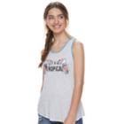 Juniors' About A Girl Let's Get Tropical Racerback Tank, Size: Xs, Grey