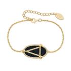 Onyx & Lab-created White Sapphire 14k Gold Over Silver Oval Link Bracelet, Women's, Size: 6.5, Black
