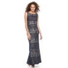 Women's Chaya Striped Lace Evening Gown, Size: 14, Blue (navy)