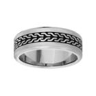 Lynx Stainless Steel Two Tone Abstract Band - Men, Size: 10, Black