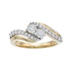 10k Gold 1/2 Carat T.w. Diamond 2-stone Bypass Engagement Ring, Women's, Size: 7, White