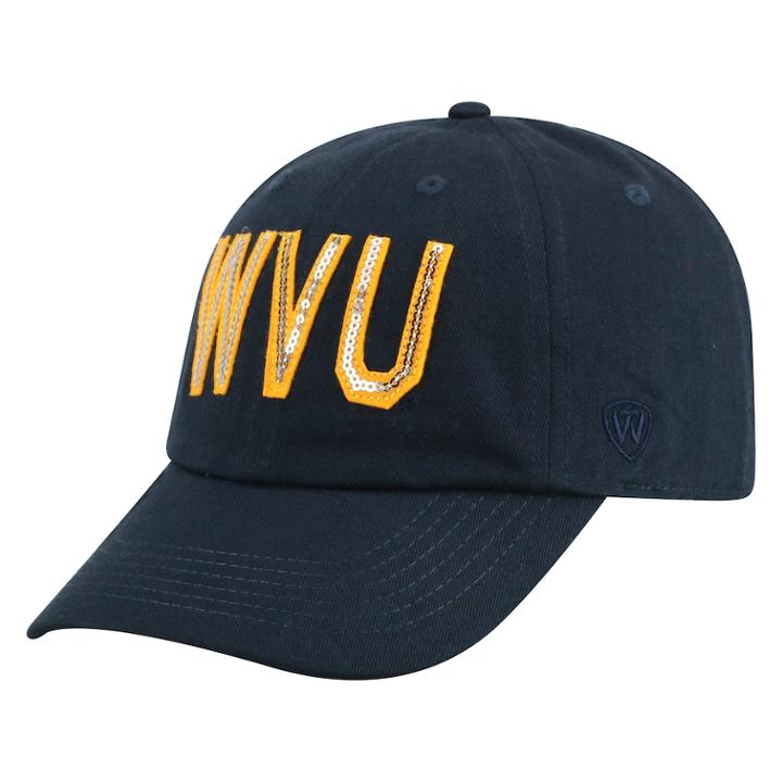 Women's Top Of The World West Virginia Mountaineers Glow District Adjustable Cap, Blue (navy)