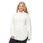 Plus Size Croft & Barrow&reg; Striped Cowlneck Sweater, Women's, Size: 1xl, White