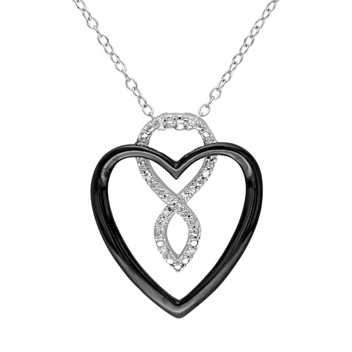 Stella Grace Diamond Accent Sterling Silver Two Tone Infinity Heart Pendant, Women's, Size: 18, White