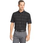 Men's Van Heusen Flex Stretch Classic-fit Plaid No-iron Button-down Shirt, Size: Small, Black