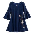 Girls 7-16 My Michelle Floral Embroidered Cold Shoulder Dress, Size: Medium (12), Blue