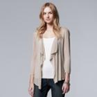 Women's Simply Vera Vera Wang Pointelle Flyaway Cardigan, Size: Large, Silver