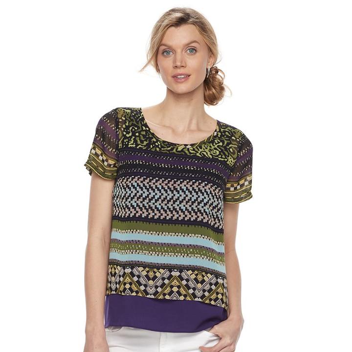 Women's Dana Buchman Chiffon Popover Top, Size: Xs, Green