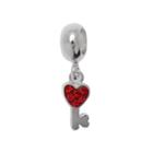 Individuality Beads Sterling Silver Crystal Key Charm Bead, Women's, Red