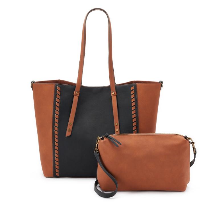 Sonoma Goods For Life&trade; Paula Tote & Crossbody Bag Set, Women's, Black