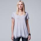 Petite Simply Vera Vera Wang Lace Trim Tee, Women's, Size: M Petite, Med Grey