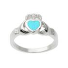 Journee Collection Simulated Opal Sterling Silver Claddagh Heart Ring, Women's, Size: 5, Blue
