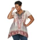 Plus Size World Unity Medallion Sharkbite Top, Women's, Size: 2xl, Pink