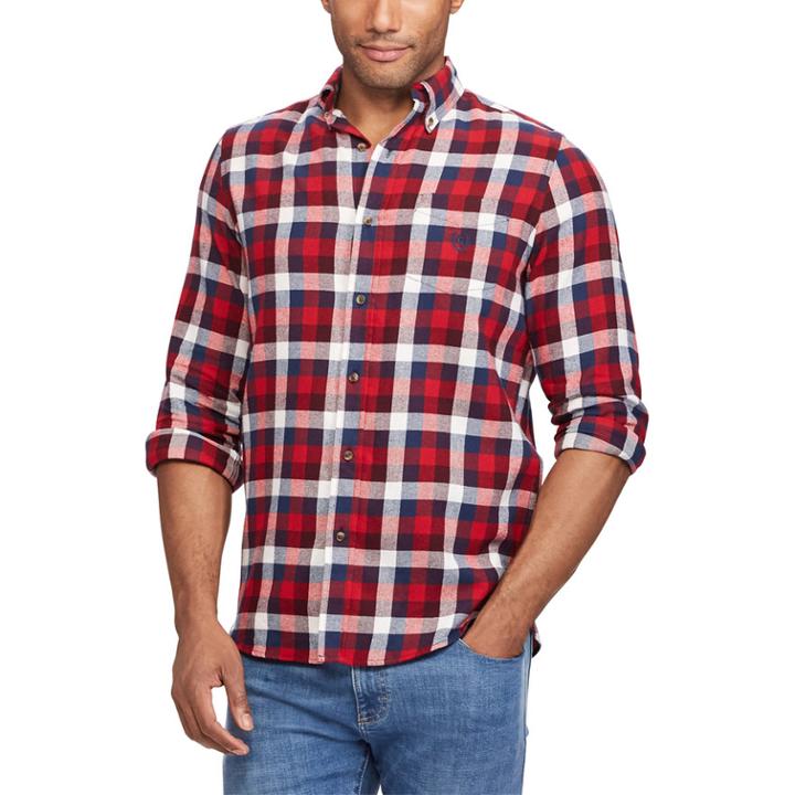 Big & Tall Chaps Regular-fit Plaid Flannel Performance Button-down Shirt, Men's, Size: Xl Tall, Red