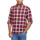 Big & Tall Chaps Regular-fit Plaid Flannel Performance Button-down Shirt, Men's, Size: Xl Tall, Red