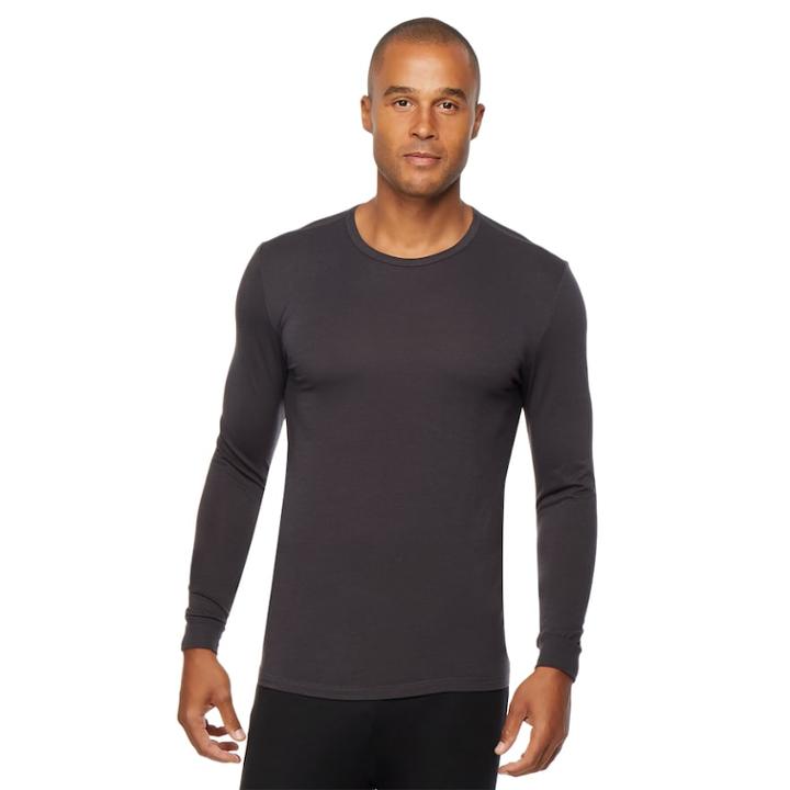 Men's Heat Keep Thermal Performance Base Layer Tee, Size: Regular, Grey (charcoal)