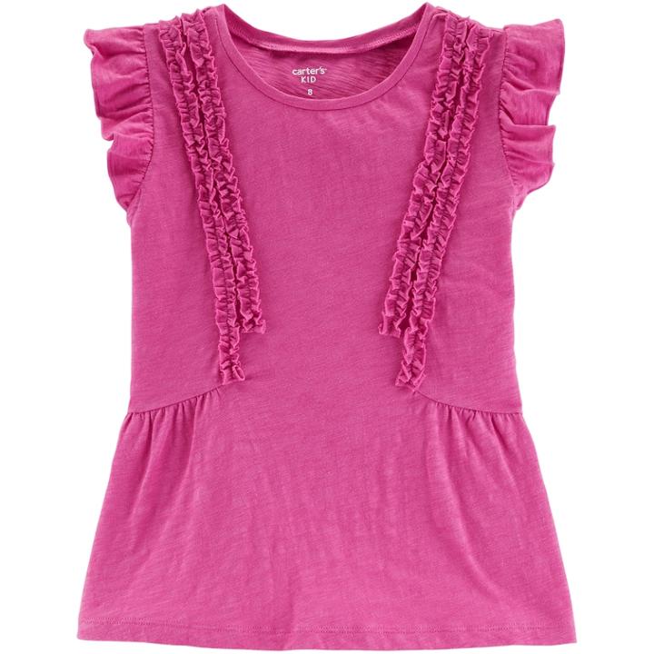 Girls 4-12 Carter's Ruffled Flutter Tee, Size: 7, Pink