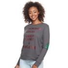 Junior's Mighty Fine Graphic Holiday Glitter Pullover, Teens, Size: Small, Grey (charcoal)