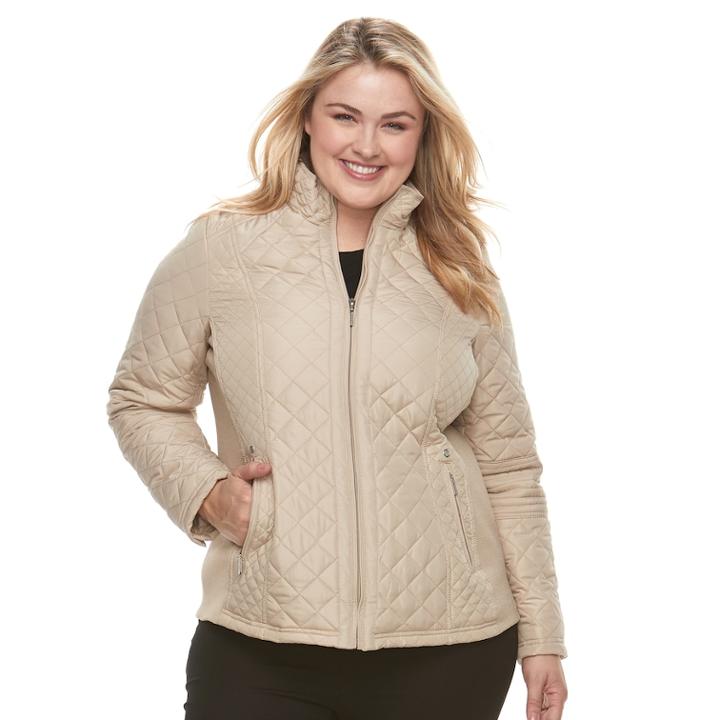 Plus Size Weathercast Quilted Jacket, Women's, Size: 2xl, Med Brown
