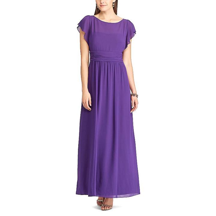 Women's Chaps Georgette Overlay Gown, Size: 16, Purple