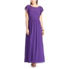Women's Chaps Georgette Overlay Gown, Size: 16, Purple