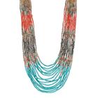 Long Seed Bead Colorblock Multi Strand Necklace, Women's, Ovrfl Oth