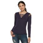 Women's Rock & Republic&reg; Lattice-shoulder Tee, Size: Xxl, Drk Purple