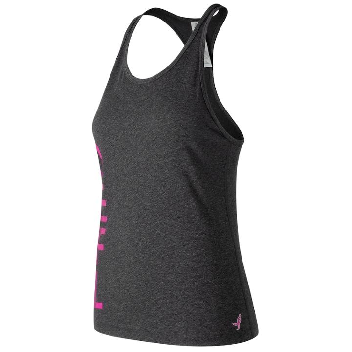 Women's New Balance Pink Ribbon Heather Tech Tank, Size: Large, Black