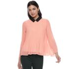 Women's Elle&trade; Pleated Mock-layer Top, Size: Small, Lt Orange